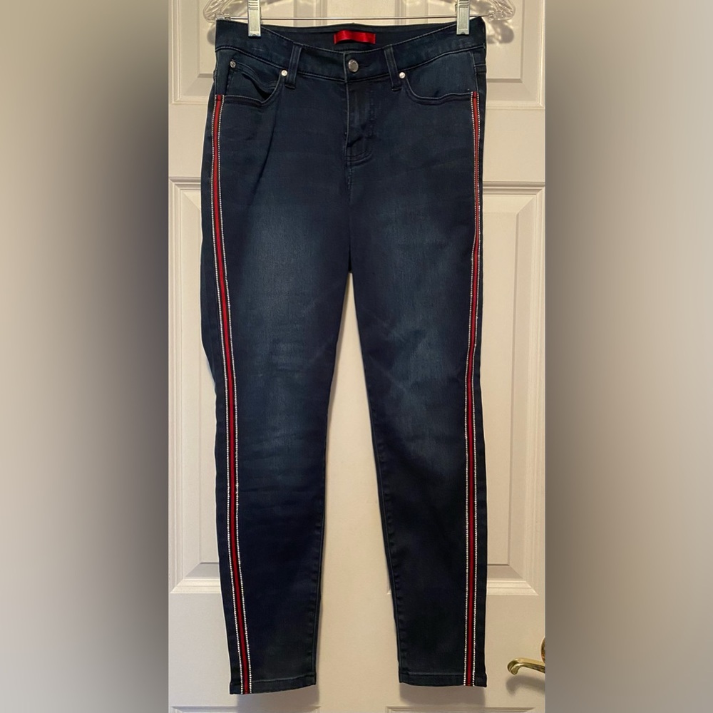 Jennifer Lopez Blue Jeans with Studded Accents